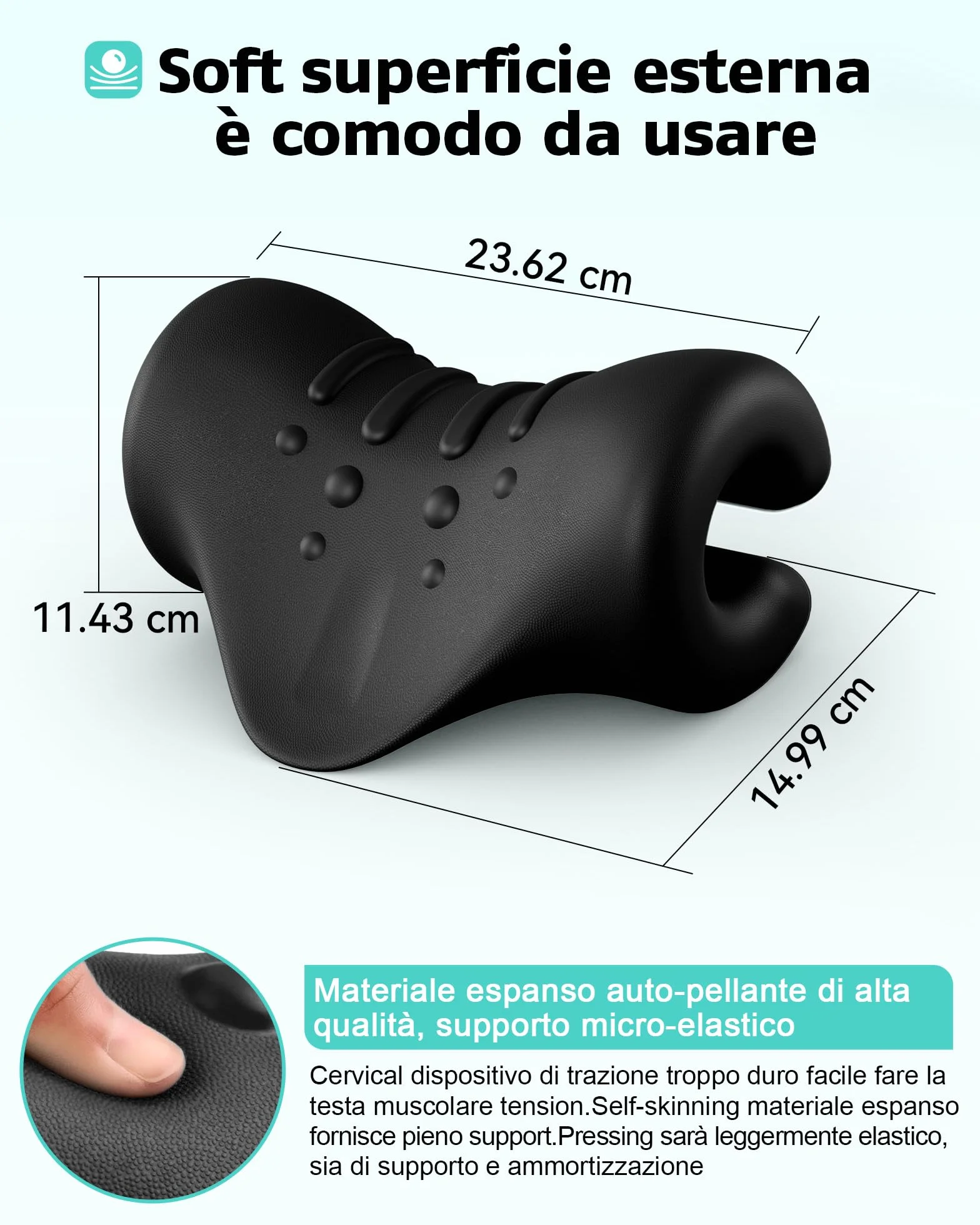 Rilassante per Collo e Spalle, Dispositivo di Trazione Cervicale Barella per Collo Portatile, Correttore di Postura del Collo Cuscino per Chiropratica per Alleviare il Dolore(Nero)