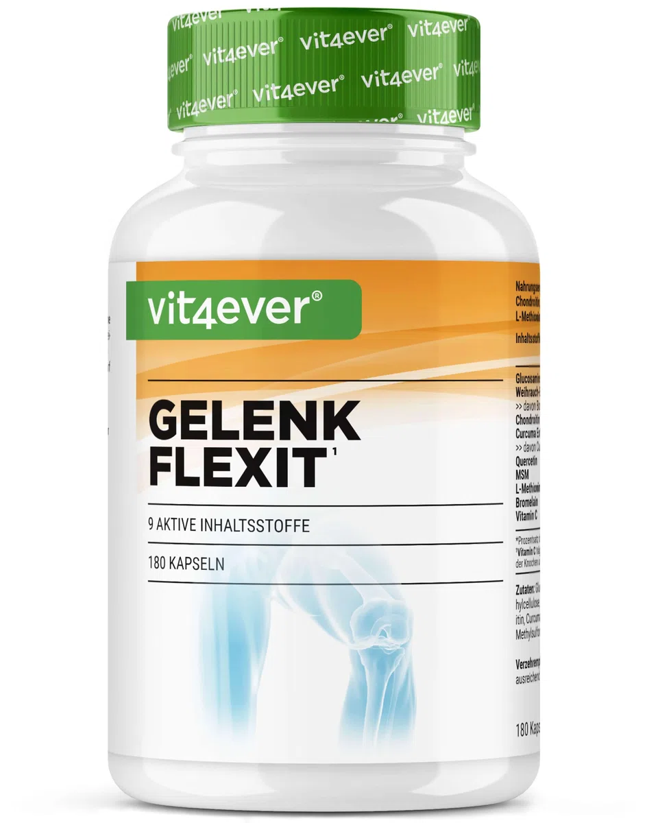 Joint Flexit - 180 Capsule - Con Glucosamina + MSM + Estratto di incenso + Condroitina + Curcuma + Quercetina + L-Metionina + Bromelina + Vitamina C