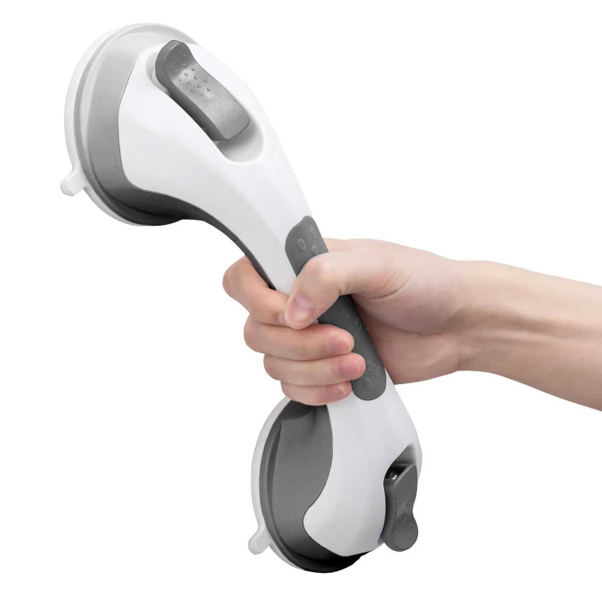 LEVERLOC Maniglie Doccia per Bagno 31 CM, MAX 110 KG Maniglione a Ventosa, Impugnatura di Sicurezza per Anziani, Disabili, Resistente, Senza Foratura e Corrimano Rimovibile Handy Grasp Pro, Grigio
