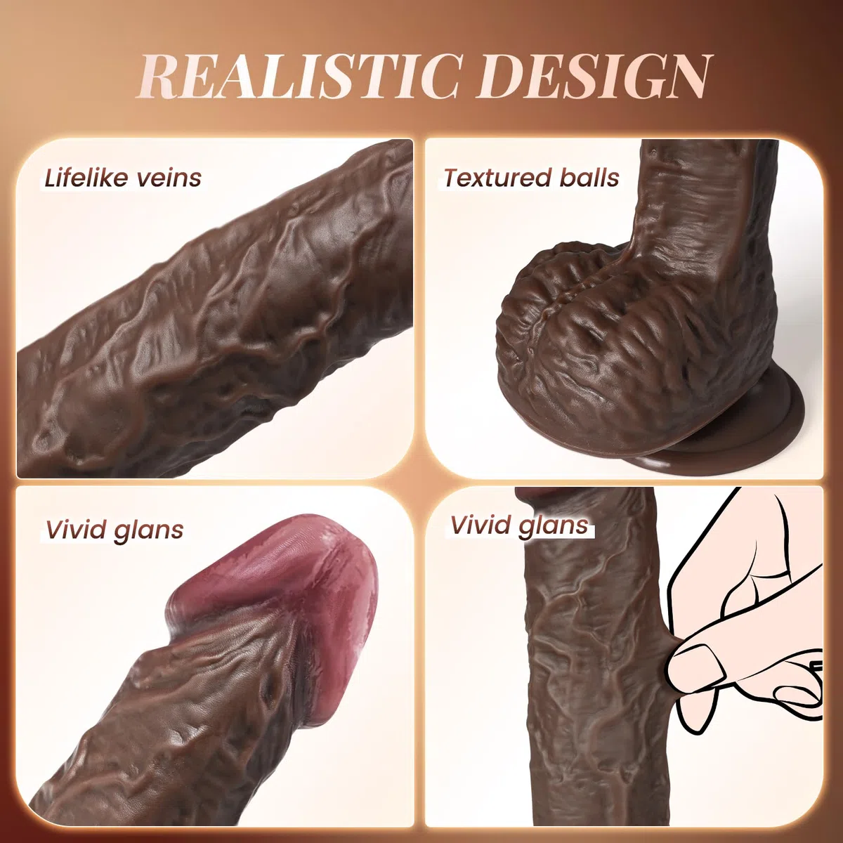 Dildo Thrusting Black 22,9 cm grande vibratore extra spesso, rotazione della spinta a tripla azione e vibrazione 8 modalità, dildo anale marrone per uomini giocattoli sessuali per donne coppie gay