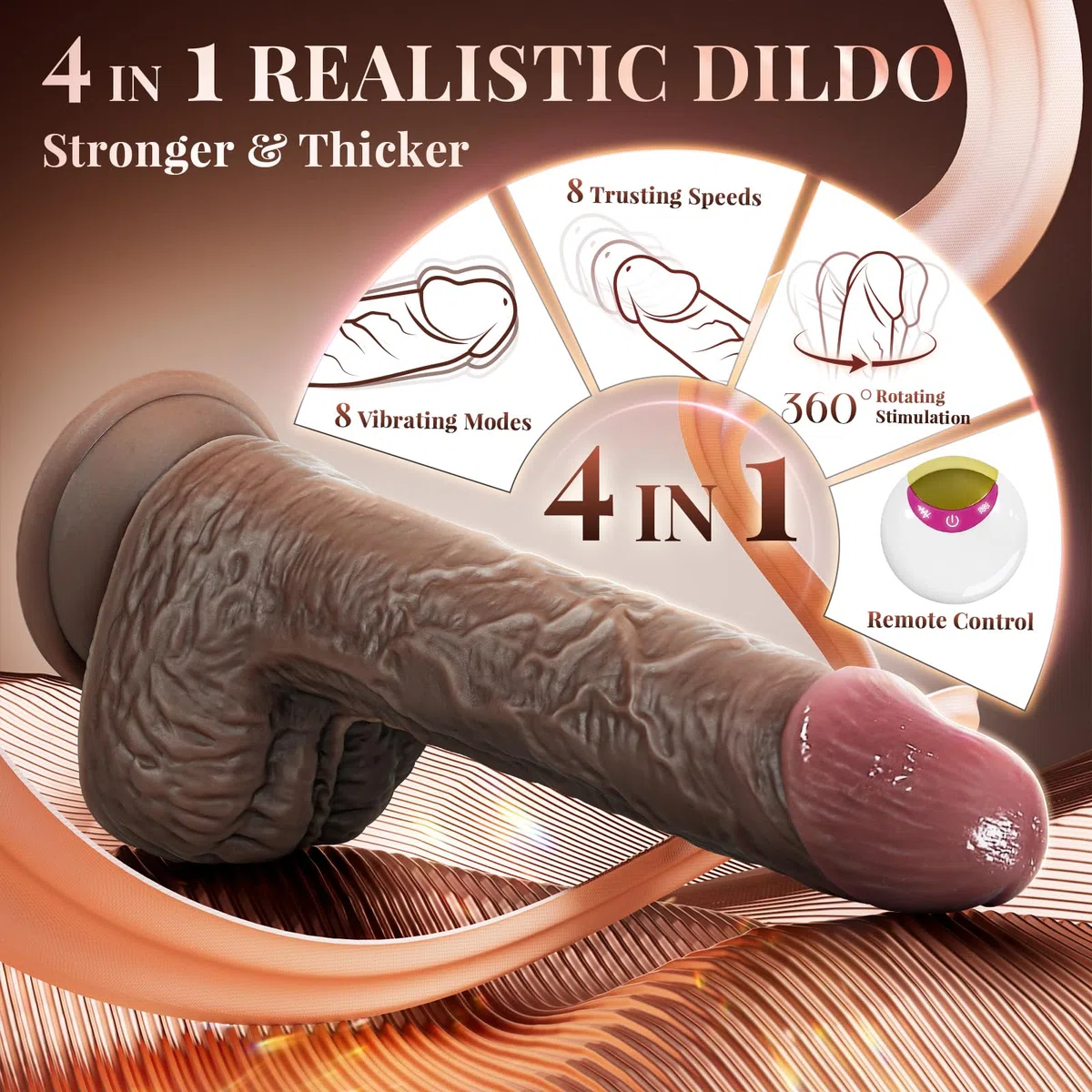 Dildo Thrusting Black 22,9 cm grande vibratore extra spesso, rotazione della spinta a tripla azione e vibrazione 8 modalità, dildo anale marrone per uomini giocattoli sessuali per donne coppie gay