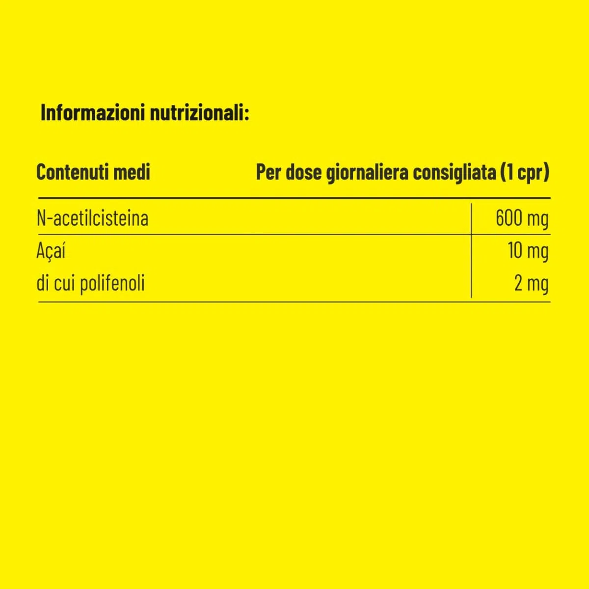 Proàction Nac 600-60 cpr Antiossidante naturale con Acaì. Senza Glutine e Senza Lattosio. Ideale per recupero muscolare