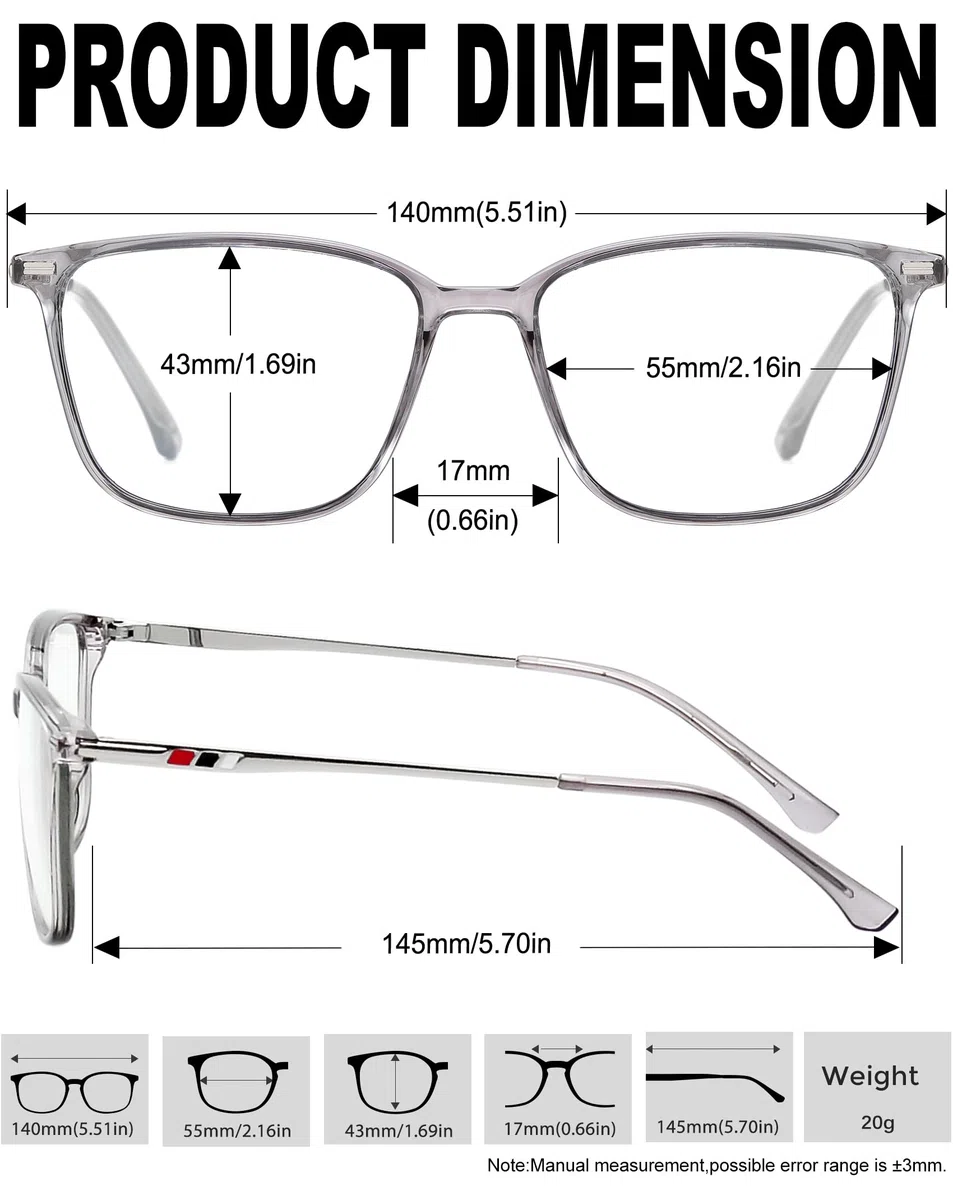 KANASTAL Occhiali anti Luce Blu Metallo Uomo Donna Computer PC Riposanti Quadrati Trasparenti anti Affaticamento Blue Light Glasses Per Gaming TV Cellulare