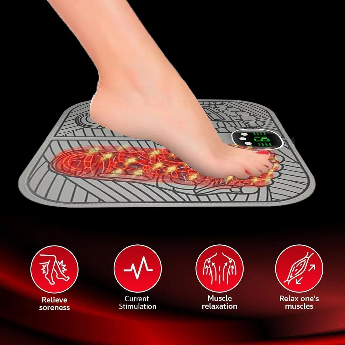 EMS Massaggiatore Piedi, Bloconix Massaggiatore Piedi Elettrico 8 Modalità e 19 Livelli, Massaggiatore Portatile USB per la Circolazione Sanguigna e il Sollievo dal Dolore Muscolare (Grigio)