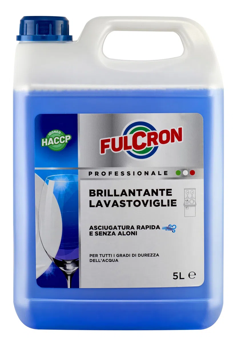 FULCRON Brillantante Lavastoviglie, Additivo Acido Concentrato, Assicura Un'Asciugatura Rapida e Senza Aloni, 5 L, Liquido