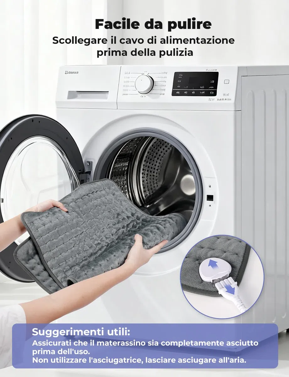 Termoforo Elettrico 84x43 cm – Per Schiena, Spalle e Addome, 6 Livelli Di Temperatura, 4 Timer, Riscaldamento Rapido, Spegnimento Automatico, Lavabile In Lavatrice – Grigio Scuro