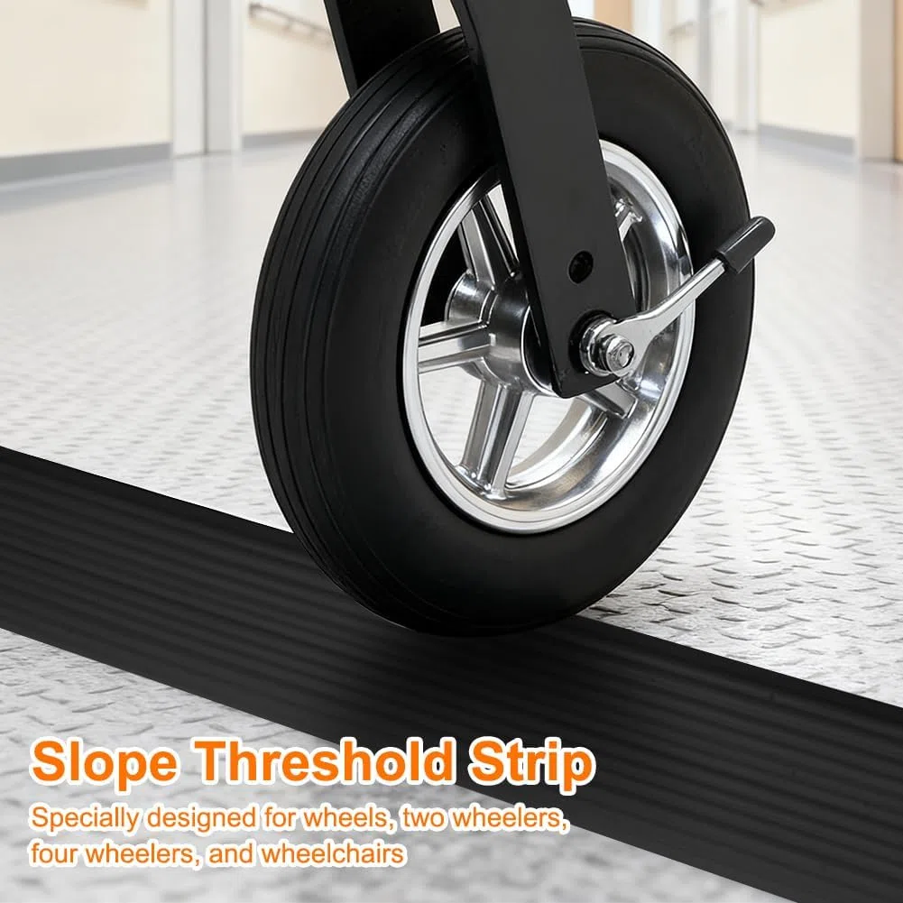 Rampa di Soglia per Porta in TPE, Altezza 3 cm, Carico Max 500 kg, Antiscivolo | per Sedie a Rotelle (Elettriche), Passeggini, Robot Aspirapolvere, Disabili | Design Resistente (Nero, 100x7x3cm)