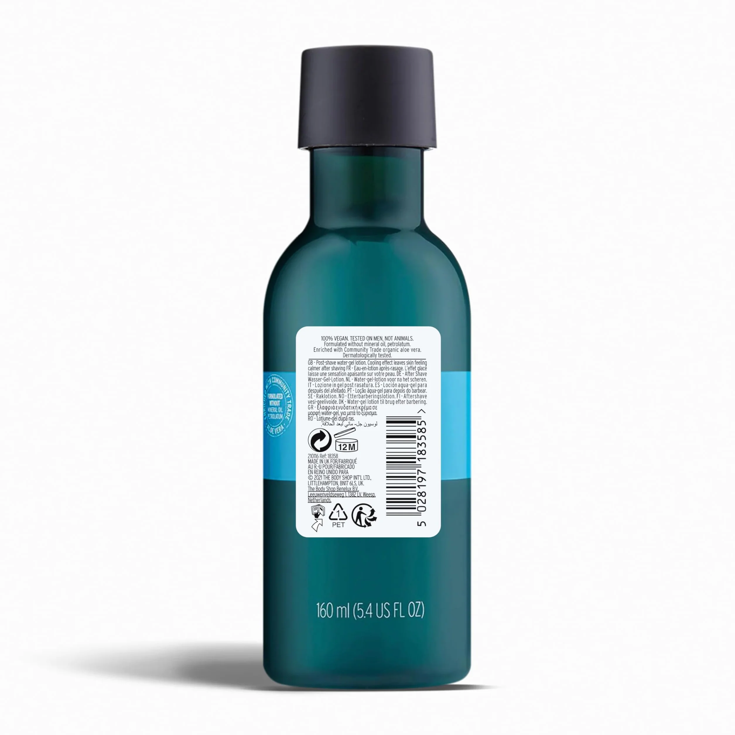 The Body Shop Gel a base d’acqua dopobarba, per uomini, all’aloe e alla radice di maca, 160 ml