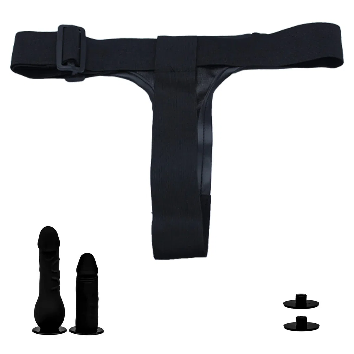 BDSMYEE Strap-on con 2 Dildo per Donna, Dildo Strapon Doppio Fallo Strapon Masturbazione SM Giocattolo Erotico Doppio per Donne Uomini (Nero)