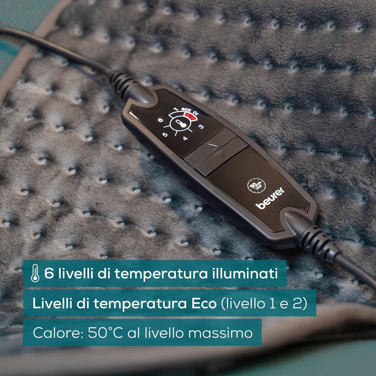Beurer Termoforo HK 123 XXL Cosy Grey Termoforo traspirante a riscaldamento rapido in formato XXL 60 x 30 cm della serie Green Planet, Grigio in materiale riciclato