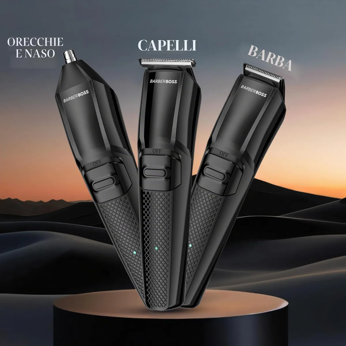 Barberboss Regolabarba da uomo, tagliacapelli versatile per tagli di precisione, kit completo per la toelettatura degli uomini, strumento per lo styling di capelli e barba, kit wireless per taglio di