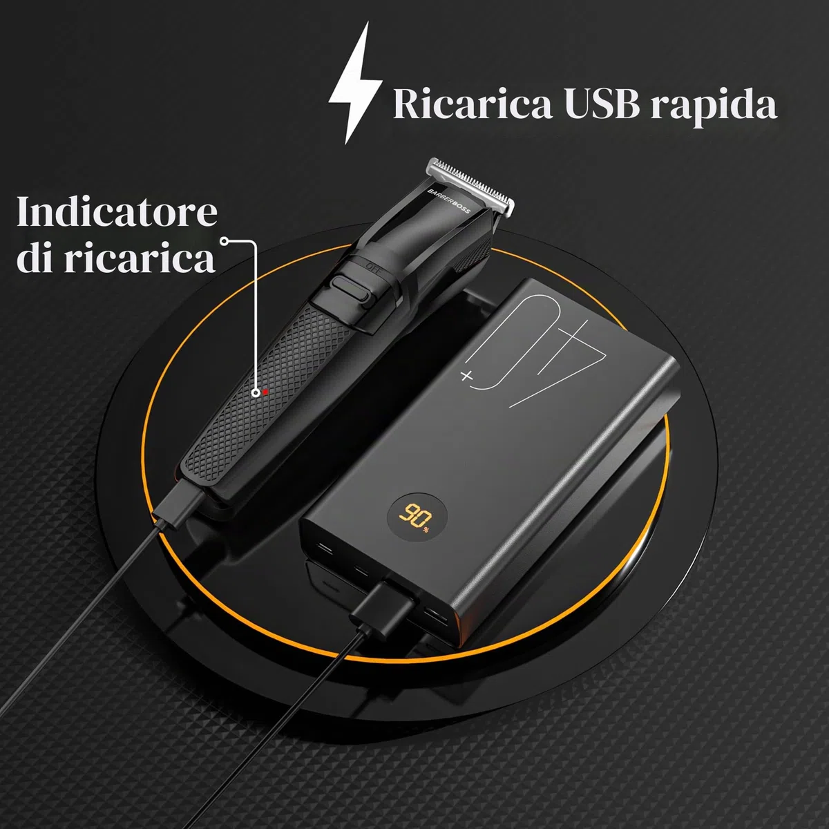 Barberboss Regolabarba da uomo, tagliacapelli versatile per tagli di precisione, kit completo per la toelettatura degli uomini, strumento per lo styling di capelli e barba, kit wireless per taglio di