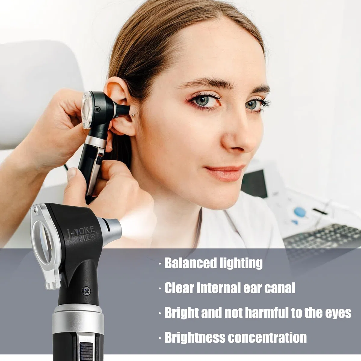 Kit otoscopio portatile: otoscopio con luce LED, illuminazione diretta per la cura delle orecchie, 3 ingrandimenti, 8 tappi e 1 custodia, diagnostica per bambini, adulti, uso domestico e clinica