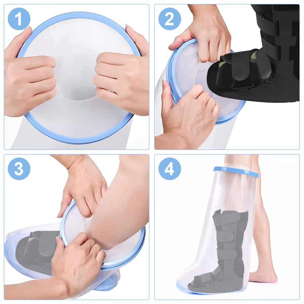 Fasola Protezione Gesso Gamba Antiscivolo, Coprigesso Gamba Impermeabile Adulto Per Coscia, Gamba, Ginocchio, Piede, Protezione Gesso Doccia Mantieni le Ferite e le Bende Asciutte