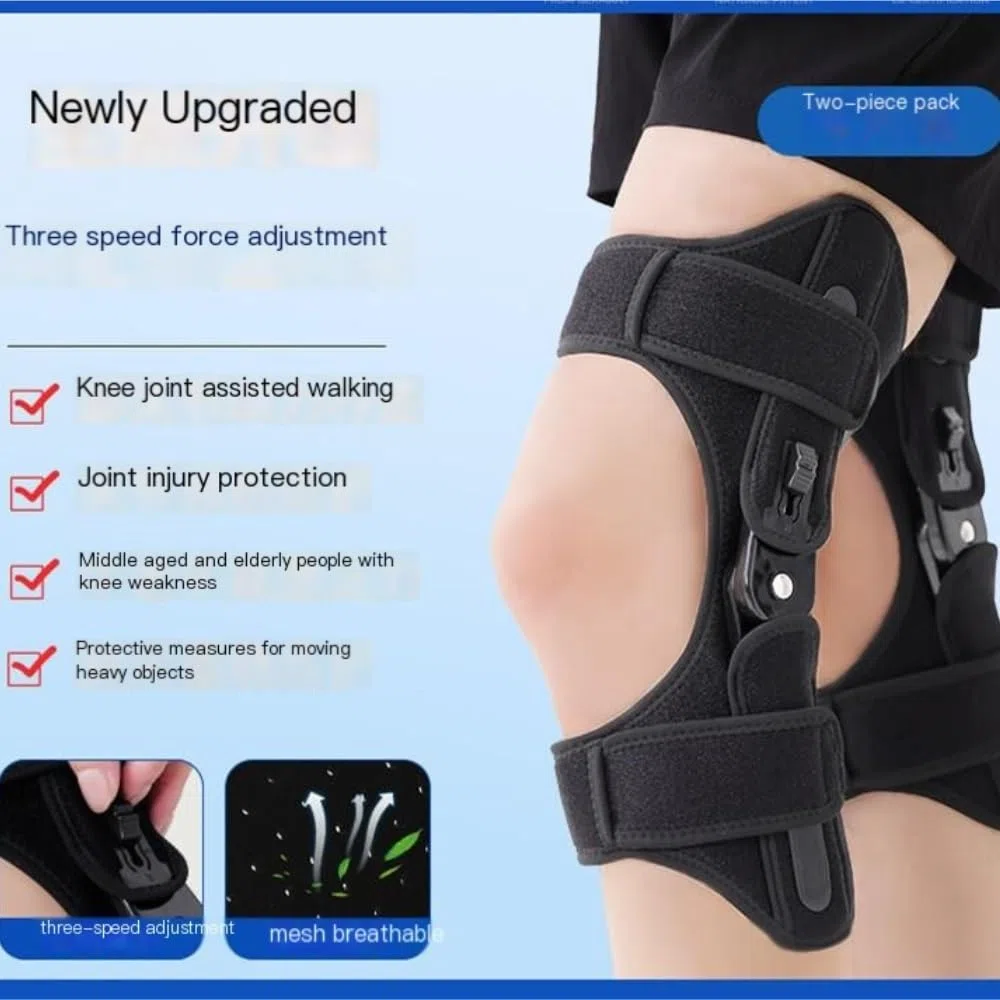 Supporto for ginocchio Exoskeleton Booster - Protezione articolare for corsa e camminata negli anziani(Black,L(60-80KG))