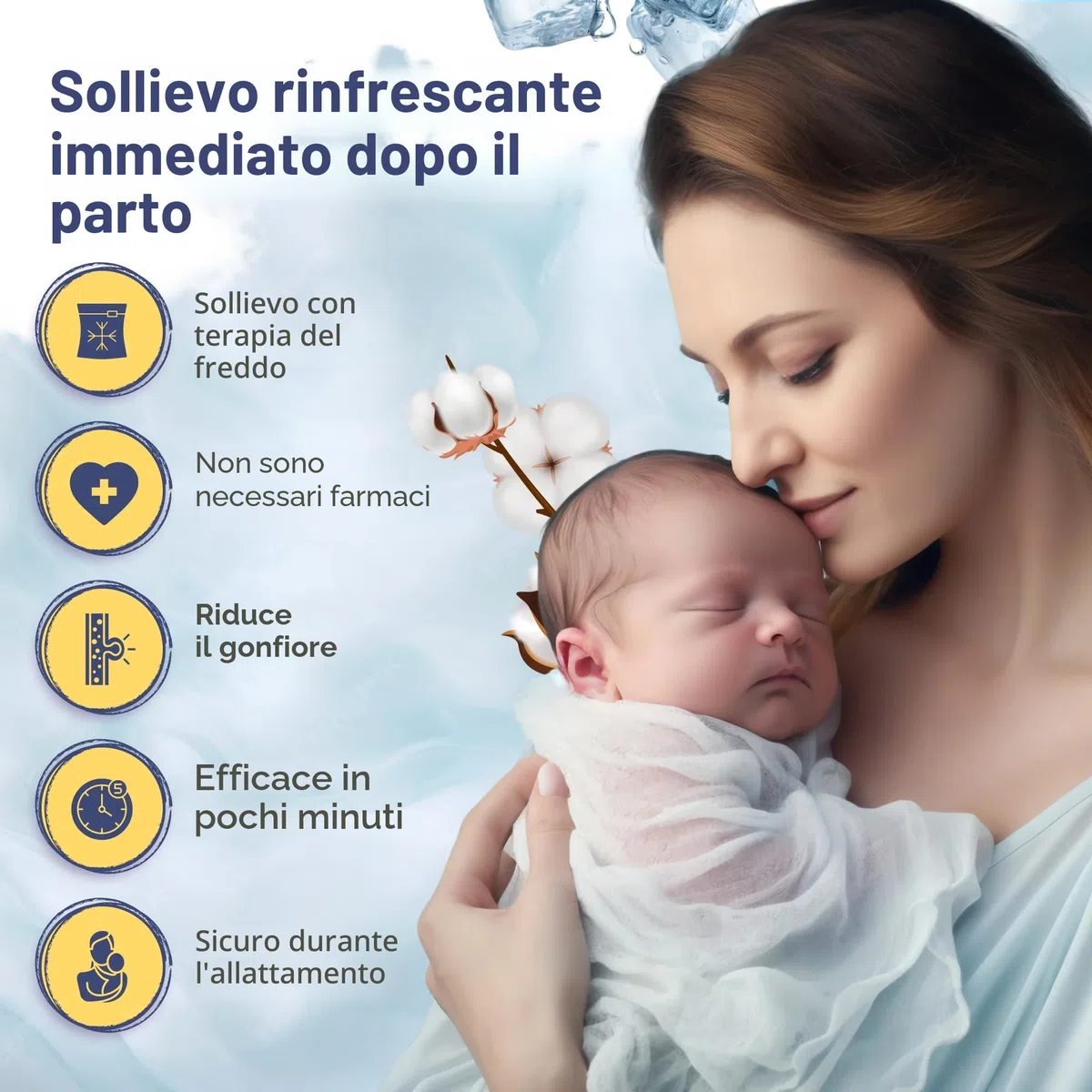First Days Maternity - impacchi freddi perineali (8), attivazione istantanea, completamente assorbente, perfetto per ospedale o borsa del lavoro, sollievo dal dolore senza droghe dopo la nascita