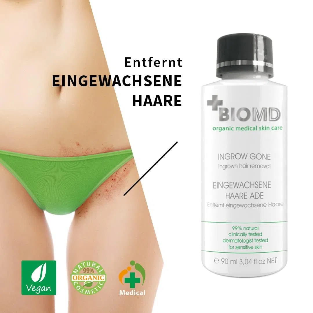 2x BioMD contro i peli incarniti, con BHA e AHA, bruciature da rasoio, rasatura, ceretta, previene i peli incarniti, bruciature da rasoio, rasatura, ceretta, vegano - 90 ml