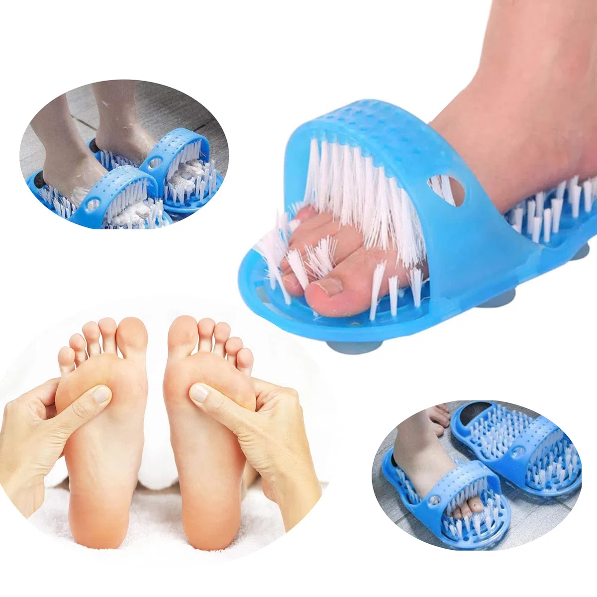 Bagno Foot Cleaner,Tianher 2 Pezzi Spazzola Lavapiedi da Doccia Piede Suola Massaggio Strumento Detergente con Ventosa Pantofola Massaggiatore (tacco nero)