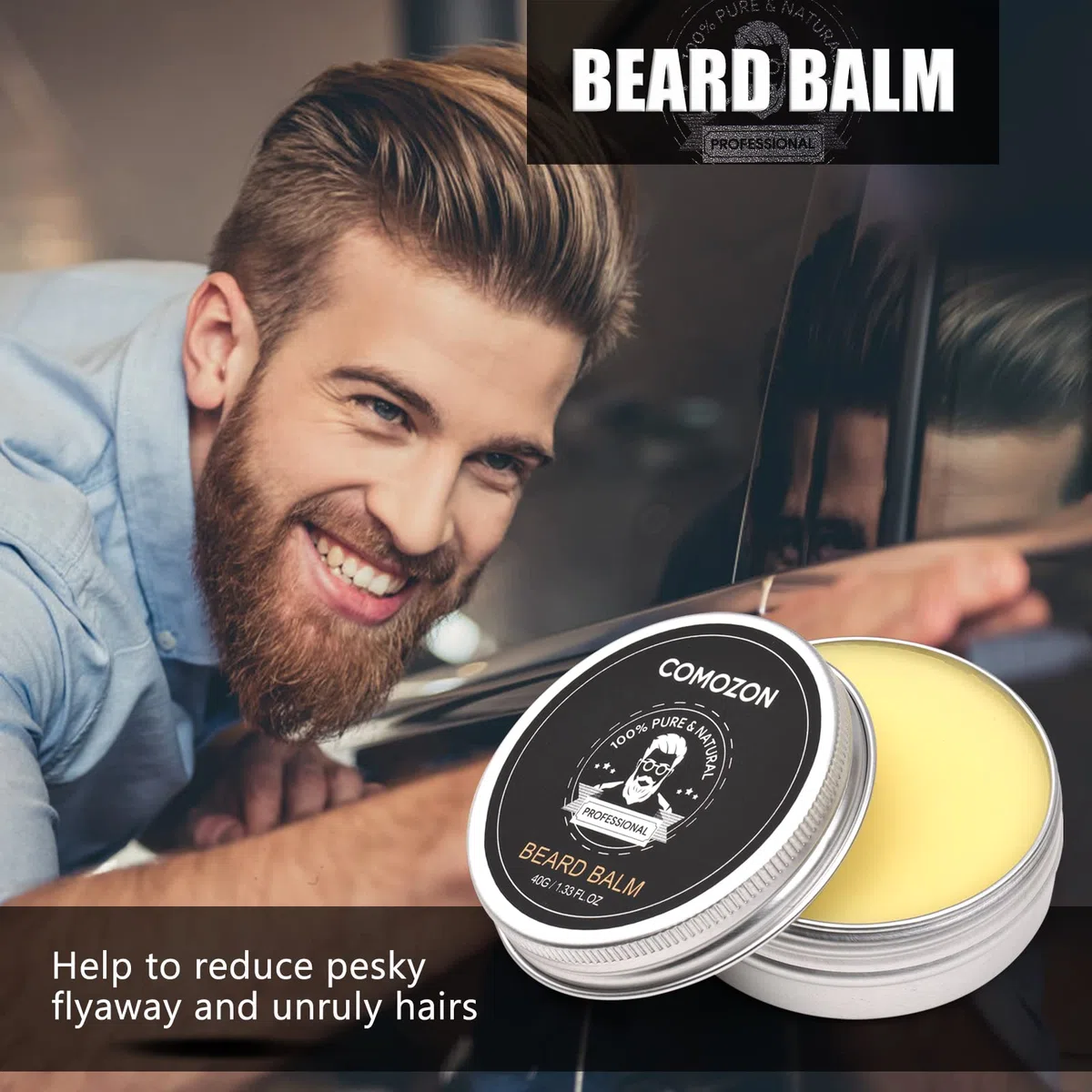 Kit Barba Uomo comozon Naturale Set Barba Uomo Regalo con Balsamo Barba, Olio Barba, Shampoo Barba, Regola Barba, Pettine Barba, Spazzola Barba