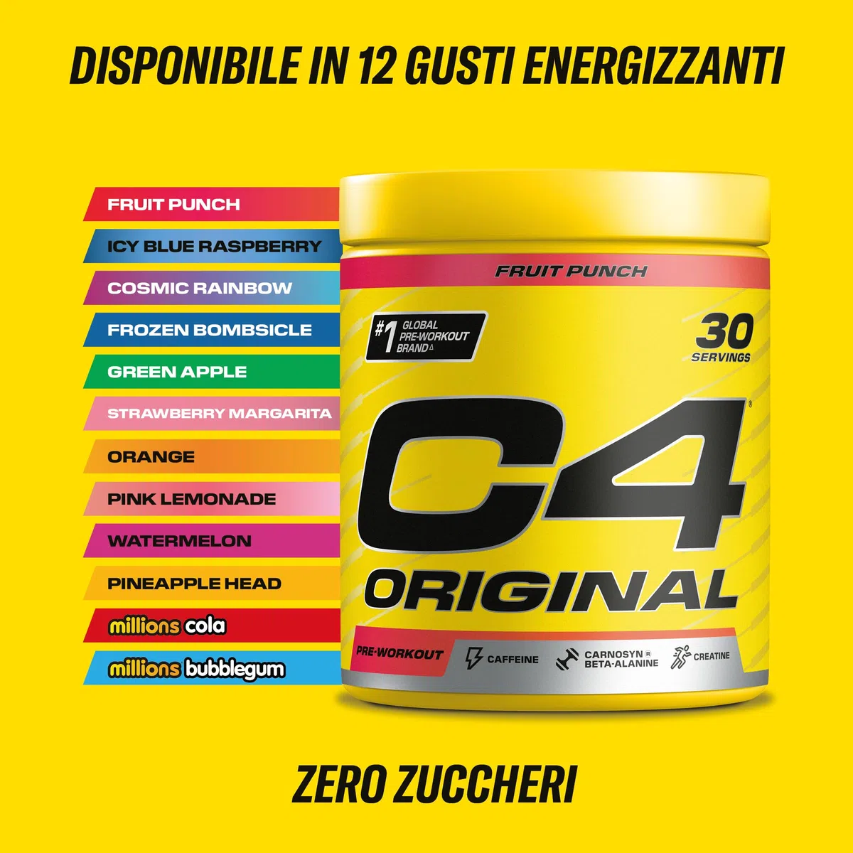 C4 Original Beta Alanine Sports Nutrition Pre Workout Powder per uomini e donne | I migliori integratori per bevande energetiche pre-allenamento | Creatina monoidrato | Margarita alla fragola |30 porz