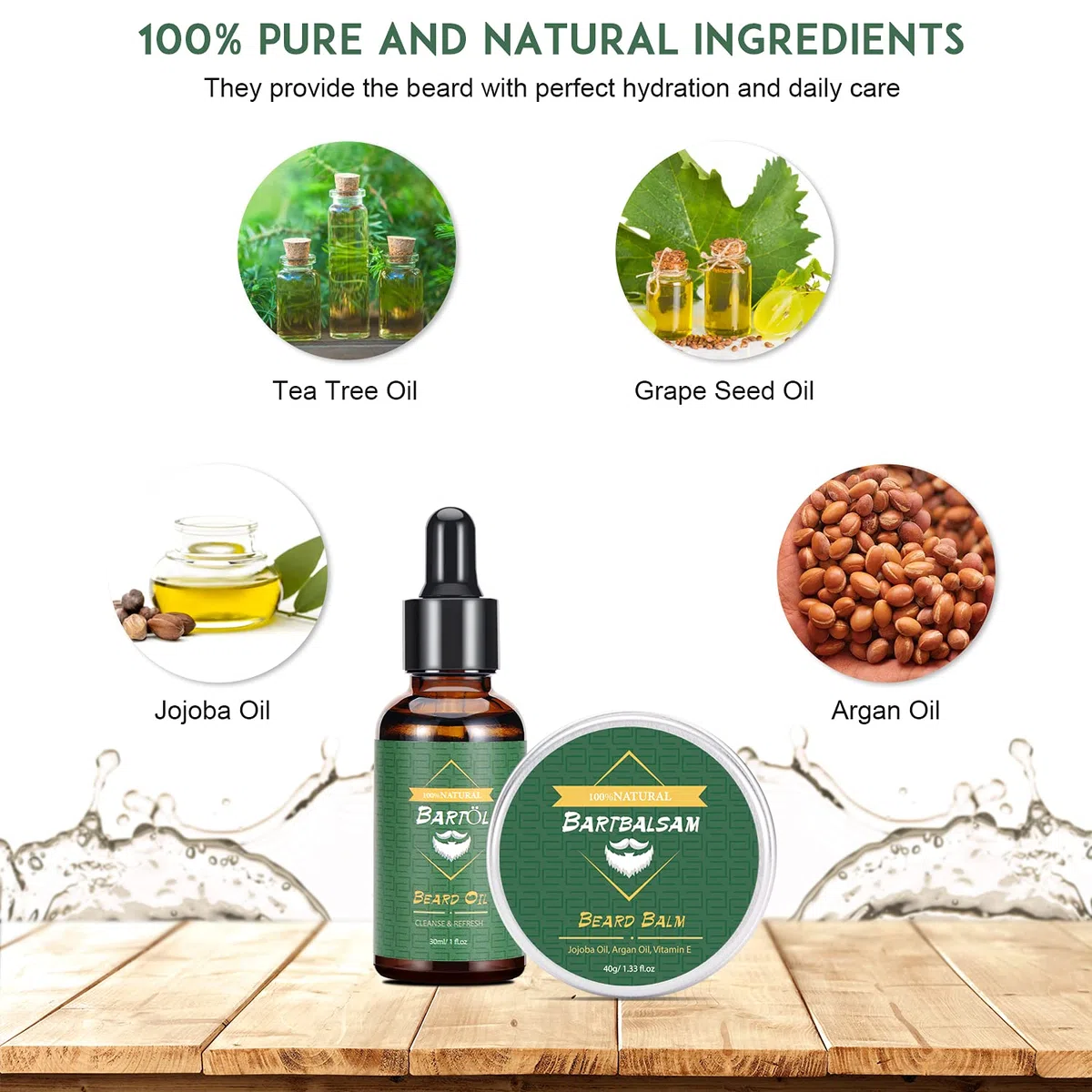 Kit Barba per Uomo 9 in 1 kit per La Cura della - Cura Barba con Olio Barb, Balsamo, Shampoo Barb, Spazzola, Pettine, Forbici, Borsa di Stoccaggio, Perfetto Regali per Uomo