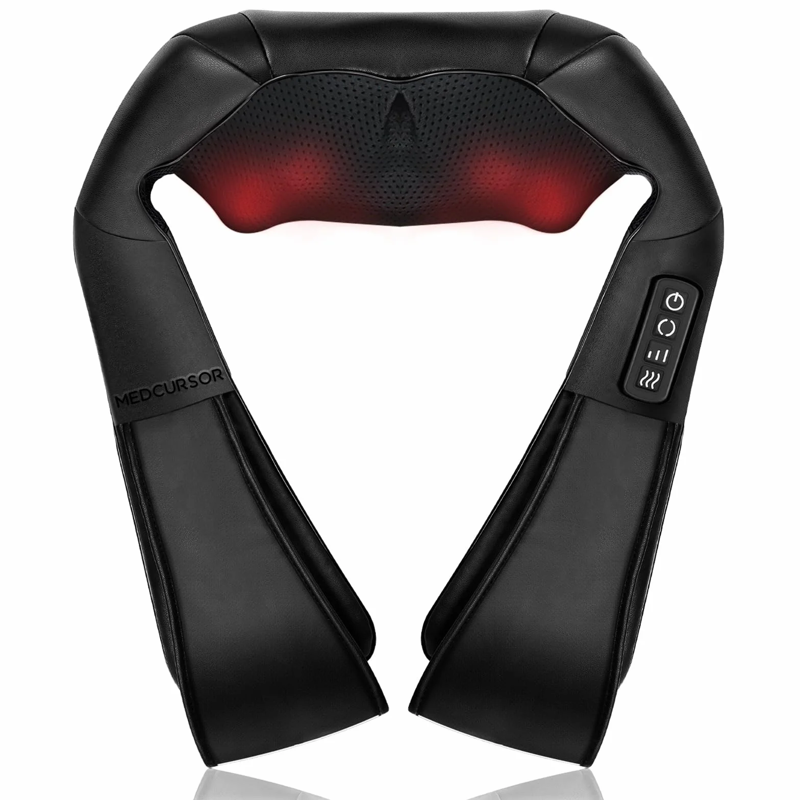 Medcursor Massaggiatore per collo e spalle con calore, cuscino per massaggio shiatsu profondo 3D per schiena, gambe, sollievo dal dolore muscolare del corpo, casa, ufficio (Nero)
