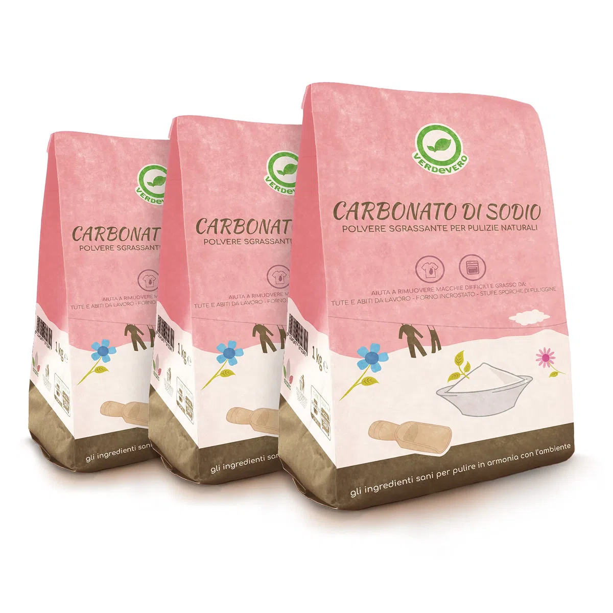 Verdevero CARBONATO di Sodio Pack da 3 KG