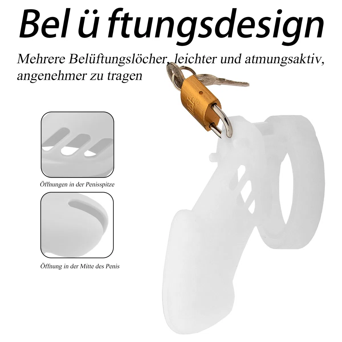 BDSMYEE Chastity cage in Silicone, Gabbie per Pene con 5 Anelli per il Pene, cock cage per uomo, gabbia castità gabbietta di castità per Prevenire L'erezione (Trasparente, Lungo)