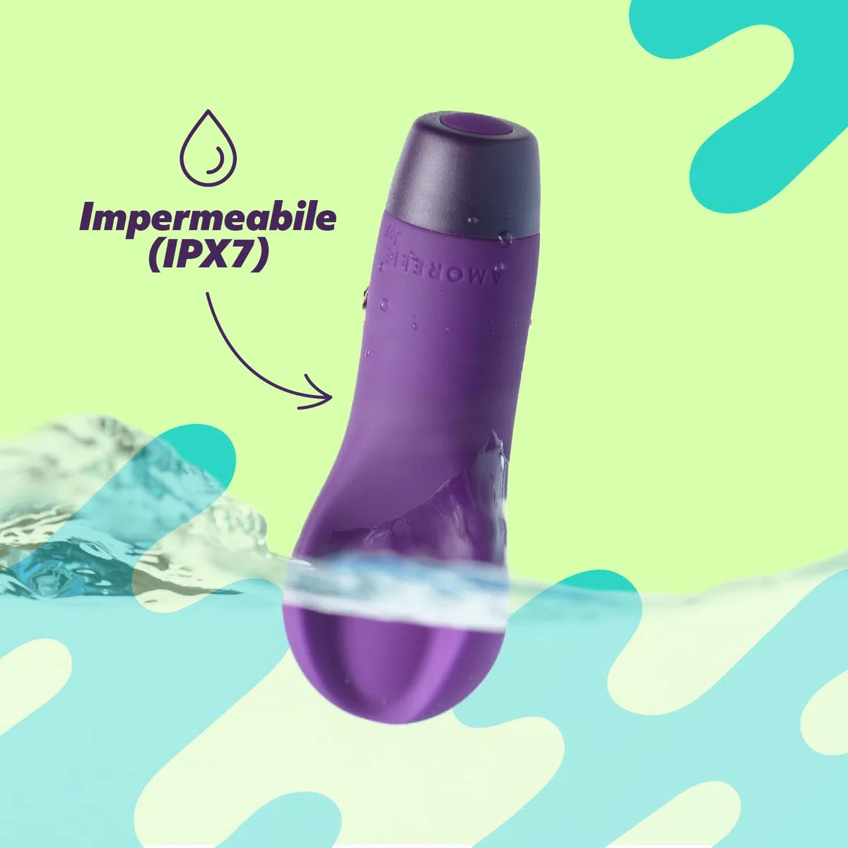 AMORELIE Joy - Vibratore Groove da donna, impermeabile, ricaricabile, viola