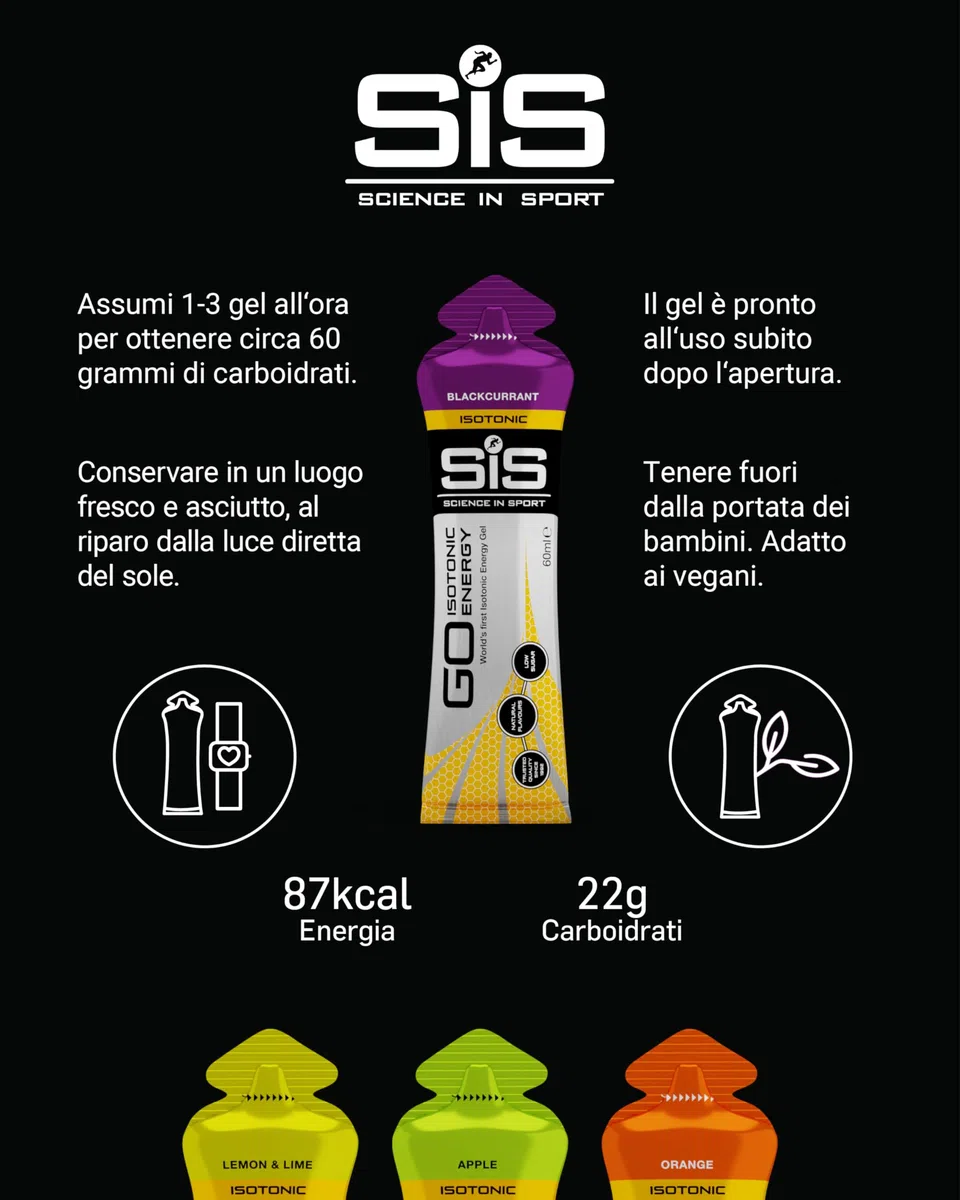 Science in Sport GO Energy Gel15 x 60ml Vegano -Gel energetico isotonic con 22g di carboidrati, Ottimo fornitore di energia, Alternativa ottimale alle bevande isotoniche