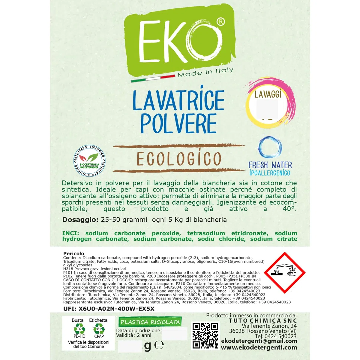 Eko Detersivo Lavatrice Polvere 4Kg Ecologico