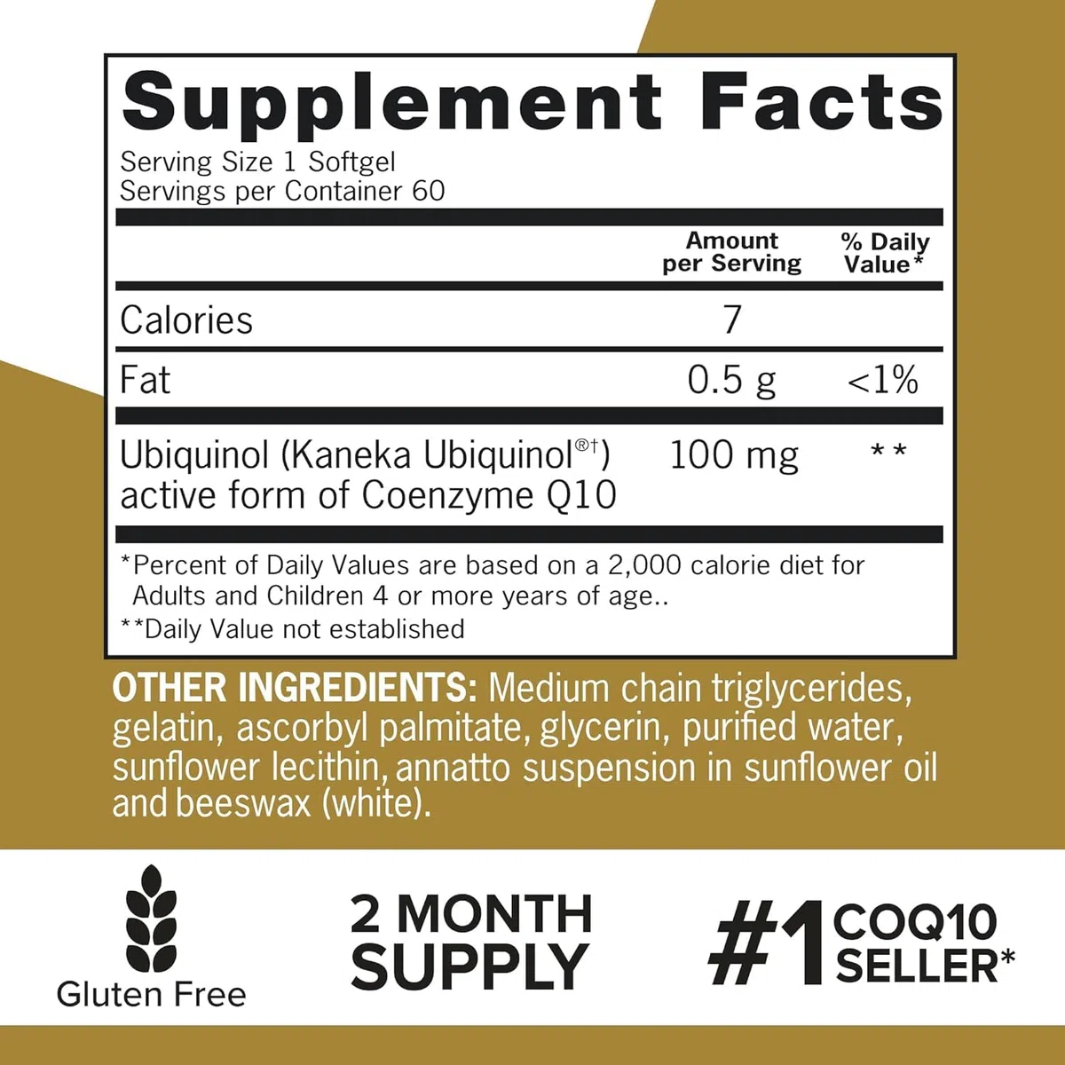Qunol Ubiquinol CoQ10 100mg Softgels, ubiquinolo - Forma attiva del coenzima Q10, antiossidante per la salute del cuore, livelli di pressione sanguigna sani, utile per gli utenti di statine, 60