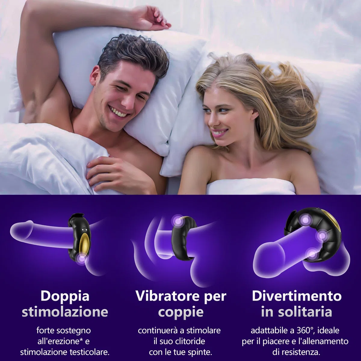 Anello Vibrante per Lei e Lui Sex Toys Uomo -Sexytoysys Coppia con App 10 Modalità Vibrazione & Fibbia Regolabile,Vibratore Clitoride Anello Pene Cock Ring Giochi Erotiici Coppie Sexytoysys Uomo Donna