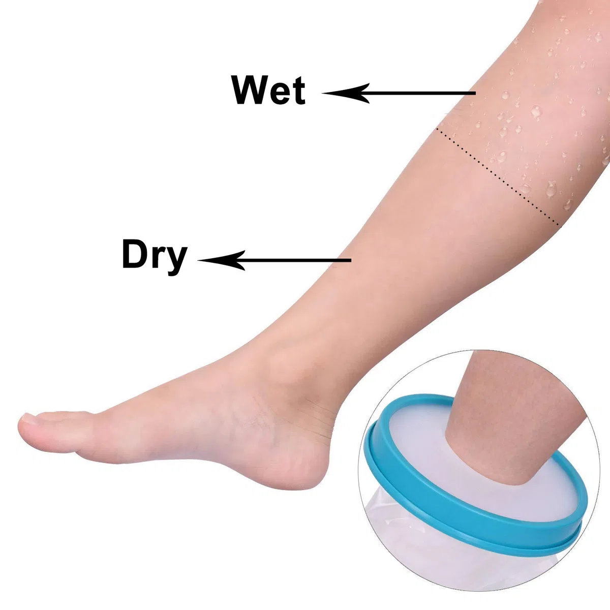 Coprigambe impermeabile per doccia, protezione in plastica stagna, riutilizzabile, per gambe, ginocchio, piede, caviglia, ferita