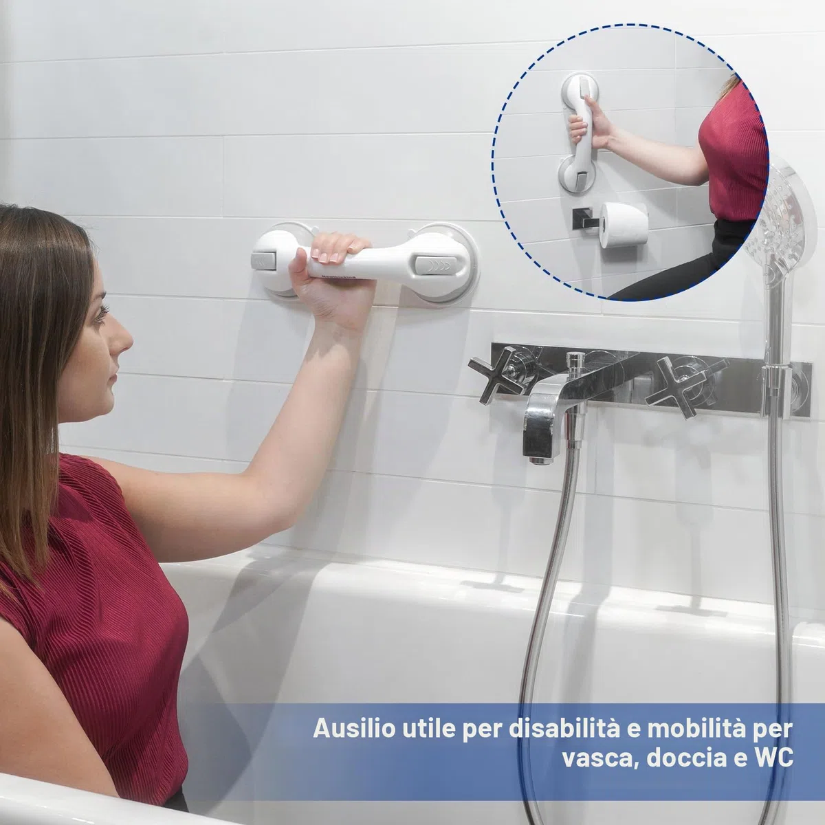 Newthinking Maniglie Ventosa da Bagno 30cm, Doccia Anziani Maniglia con Ventosa, Maniglione Ventosa Bagno per Anziani Disabili, 1 Pezzi