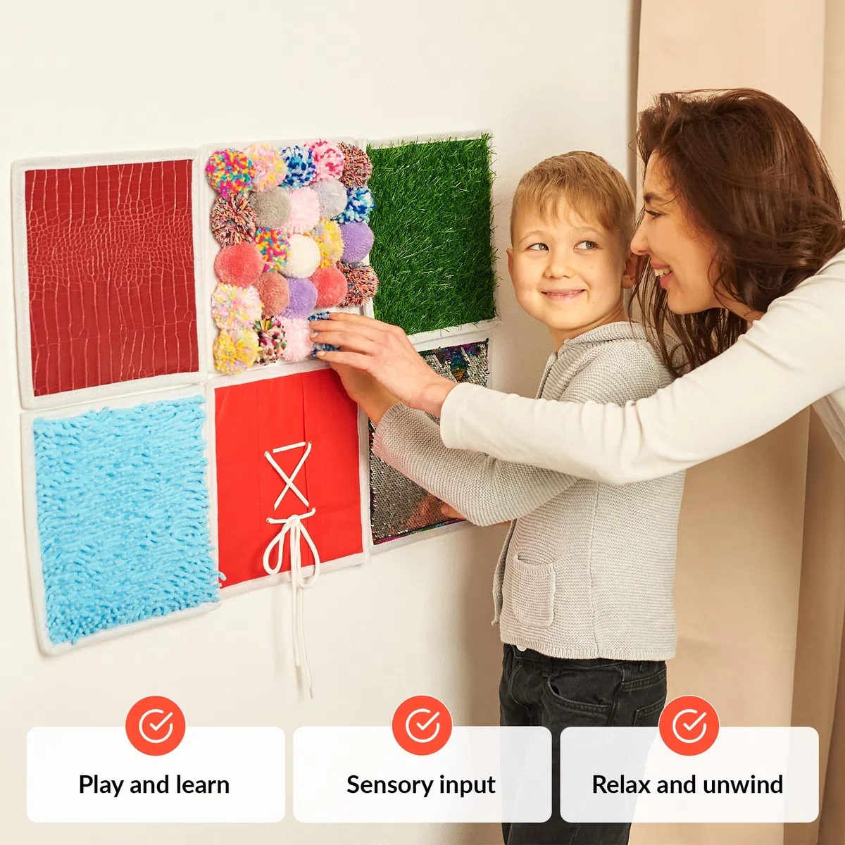 Tappetini Sensoriali | Pannelli Sensoriali Per Bambini | Oggetti Indispensabili Per La Camera Sensoriale | Accessori Per Bambini Con Esigenze Sensoriali | Tappetino Tattile | Sensory Wall | 6 Pz