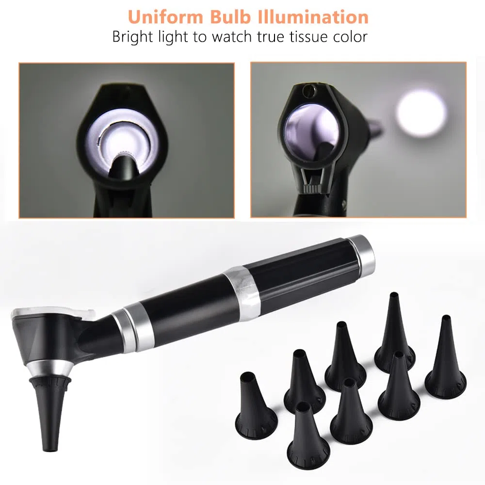 Mini kit di otoscopi auricolari - Cannocchiale con LED, ingrandimento 3X, 8 tappi e 1 custodia - Materiale medico tascabile per infermieri, bambini, adulti, animali domestici