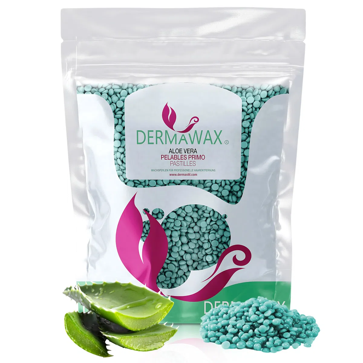 Dermawax Perle di Cera Aloe Vera 1 kg – Cera a Caldo Senza Strisce per Pelle Sensibile – Epilazione Professionale per Bikini, Viso e Corpo – Made in Italy