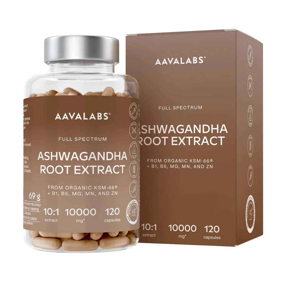 Ashwagandha KSM-66 10000mg Alto Dosaggio (Estratto di Ashwagandha Bio 10:1) Vitamina B6 B1 Zinco Magnesio Manganese, Vegan Ashwaganda Withania Somnifera Ginseng Indiano 5% Withanolidi - 120 Capsule