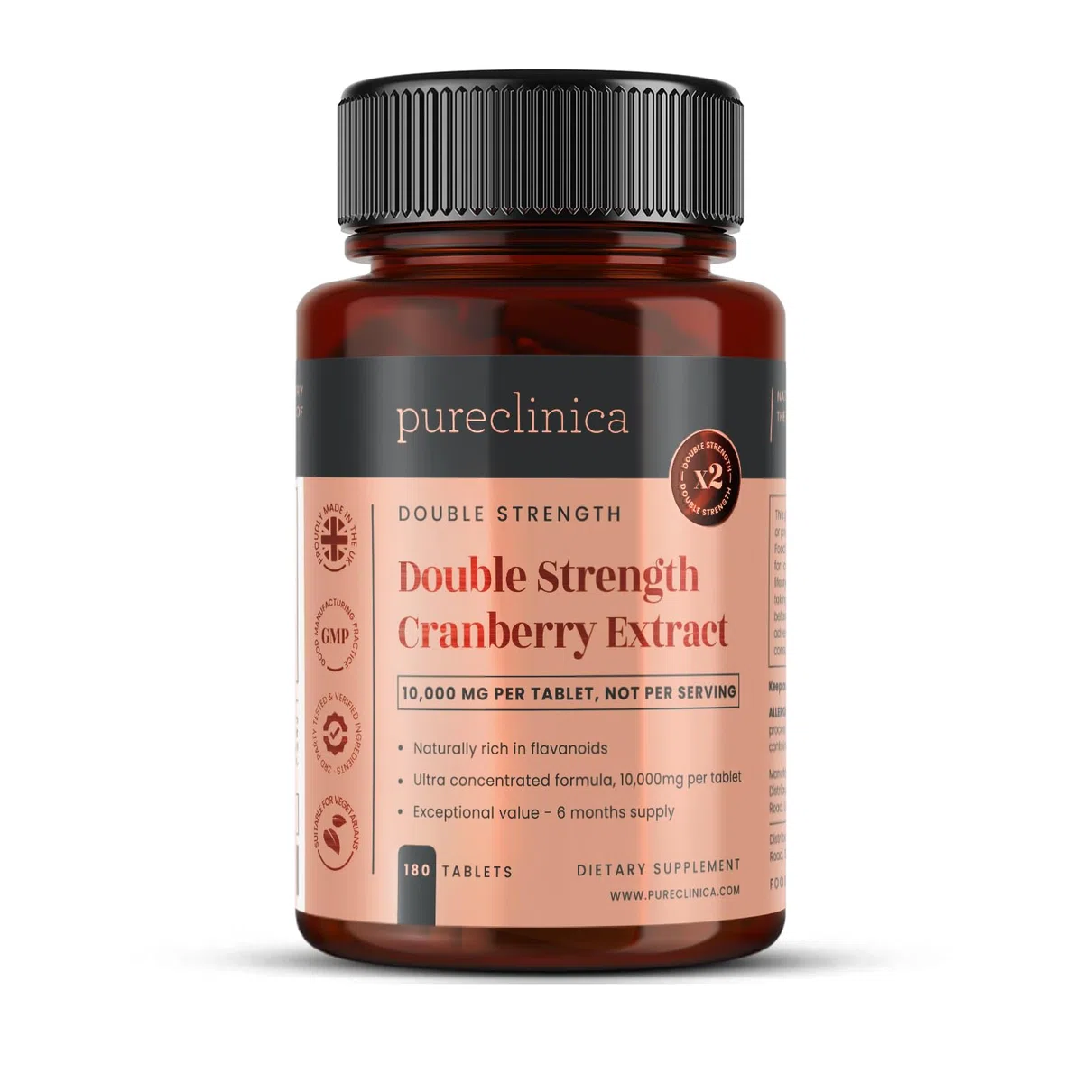 Doppia Concentrazione Estratto di Mirtillo Rosso 10.000mg x 180 Compresse Ultra Concentrate - Fornitura per 6 Mesi!