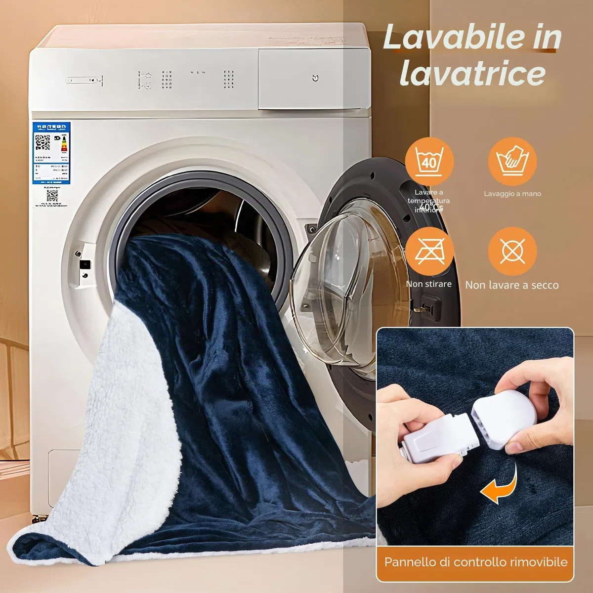 Coperta Elettrica con Spegnimento Automatico con 10 Livelli di Riscaldamento e 9 Timer di Protezione Contro il Surriscaldamento Coperta Elettrica per Casa Ufficio Lavabile (180x130cm)