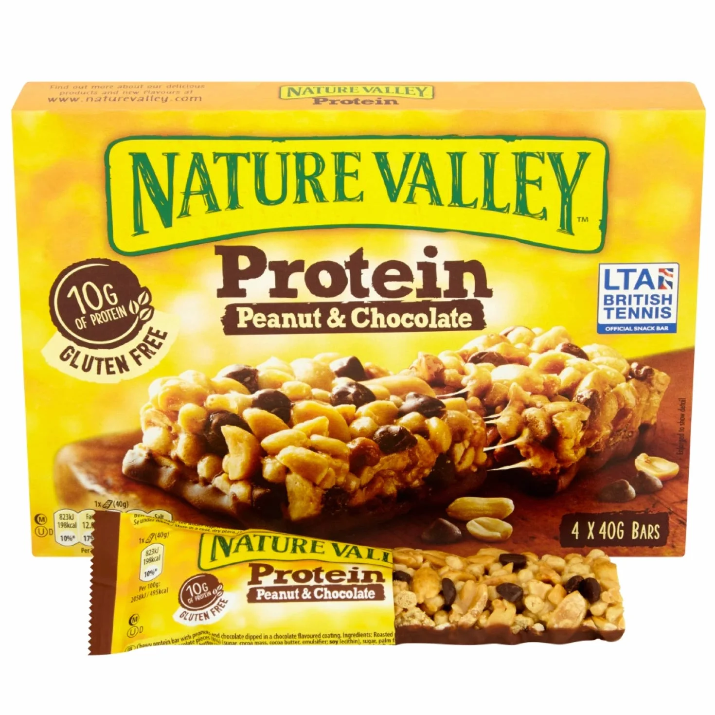 NATURE VALLEY Protein Bars, Peanut & Chocolate, 12x40g