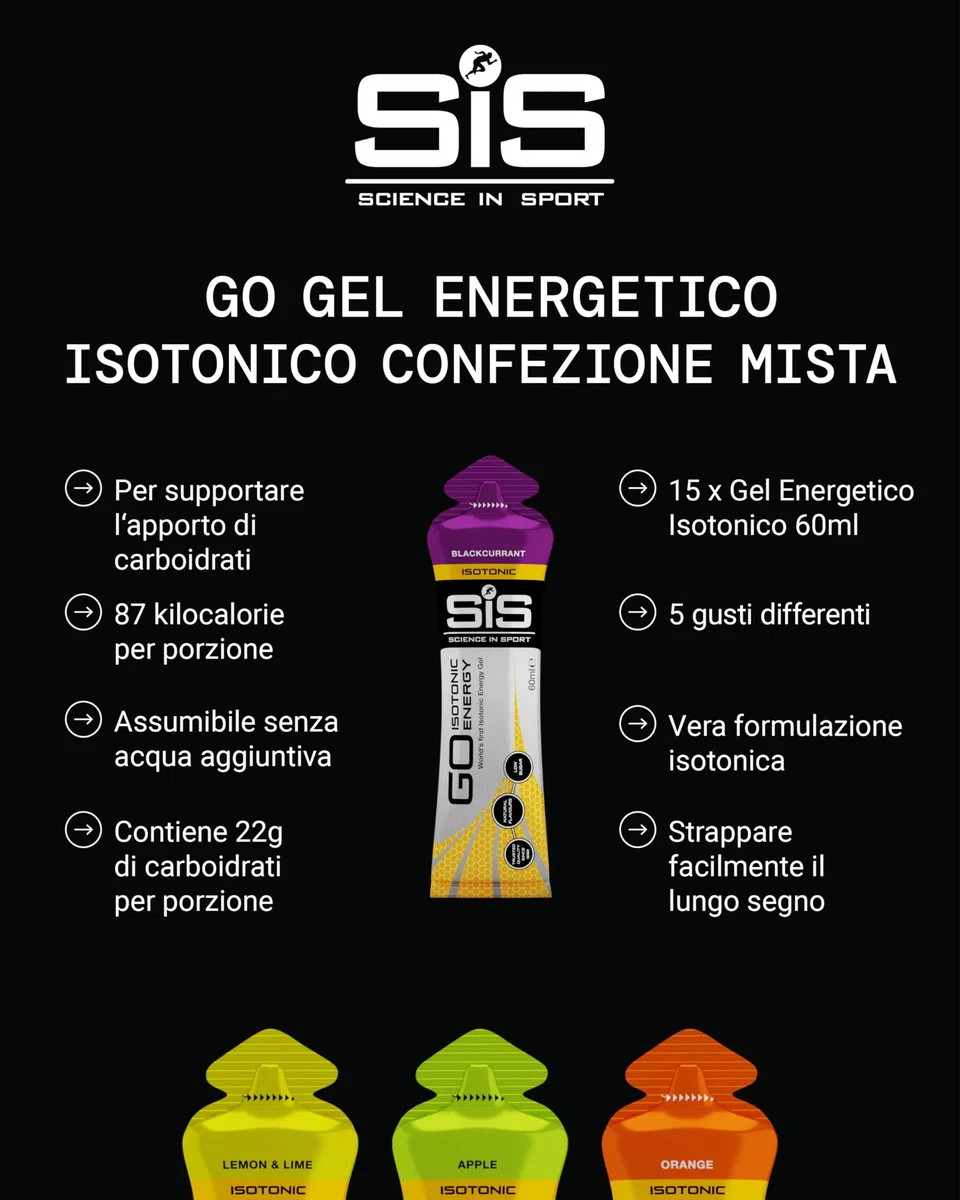 Science in Sport GO Energy Gel15 x 60ml Vegano -Gel energetico isotonic con 22g di carboidrati, Ottimo fornitore di energia, Alternativa ottimale alle bevande isotoniche