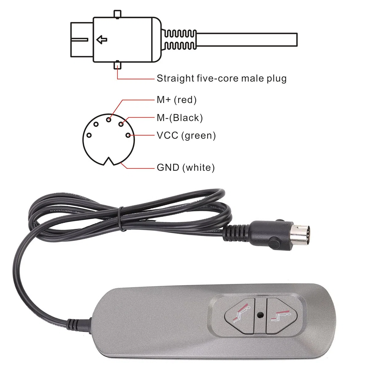 Telecomando per Poltrona Reclinabile Poltrona Reclinabile Elettrica Divano 2 Pulsanti Interruttore Manuale Controller 5 V Abs Mando Sillon Relax 5 Pini