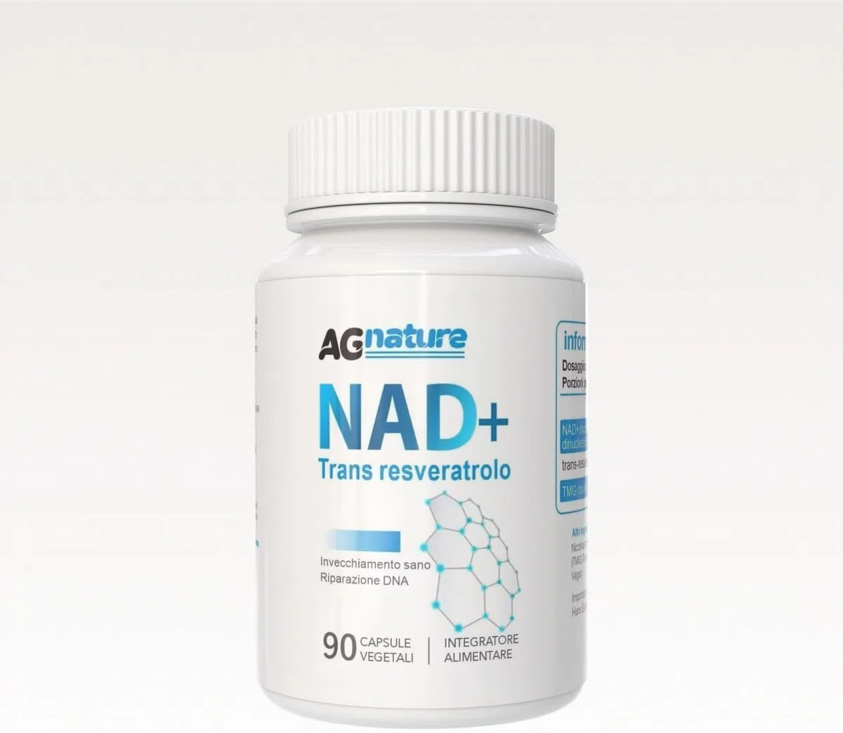 NAD Resveratrolo 1000mg 90Cps Integratore Nicotinamide Puro - Complex Anti-Età e Anti-Fatica con Niacina, Trans Resveratrolo e Trimetilglicina