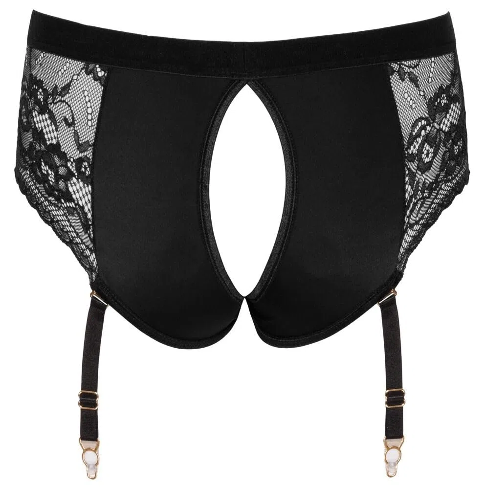 Mutanda per pene indossabile, Cintura imbracatura strapon donna per dildo, harness universale per strap on senza lacci, Mutandina Femminile in Pizzo con Reggicalze. (L)