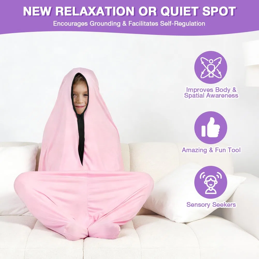 Calzino per Tutto Il Corpo, 116x69cm Full-Body Wrap Elastic Body Sox, Calze Elastiche Sensoriali per Alleviare Lo Stress per I Bambini con Autismo e Ansia, Rosa, M