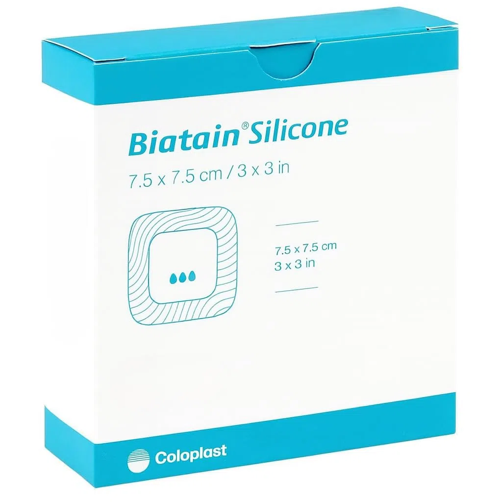Biatain Silicone Medicazione adesiva in schiuma, 7,5 x 7,5 cm, confezione da 10