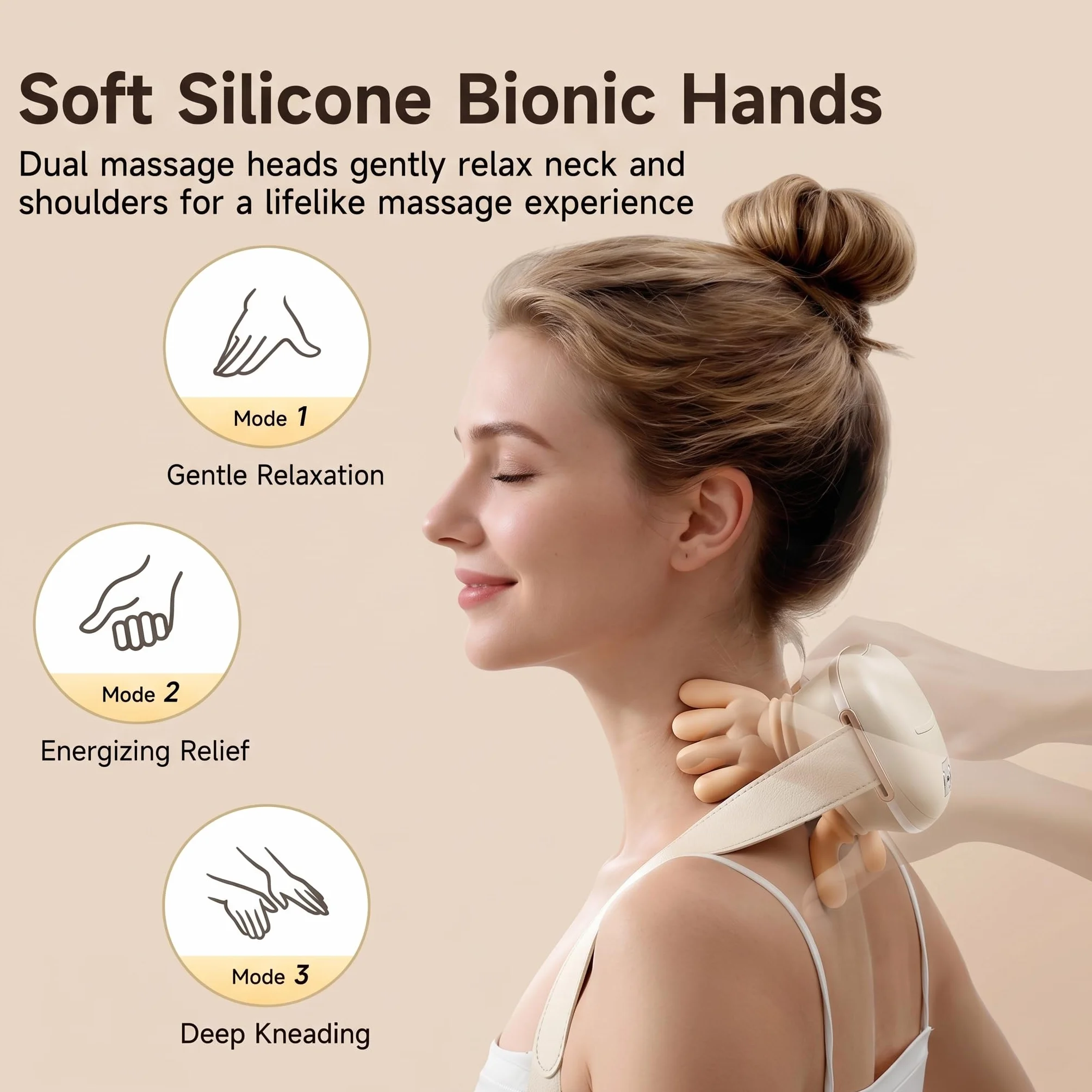 Massaggiatore Cervicale Ergonomico 4D Senza Fili, Dispositivo Ricaricabile USB per Massaggio di Collo e Spalle, Neck Massager Regalo per donne, uomini, mamma e papà