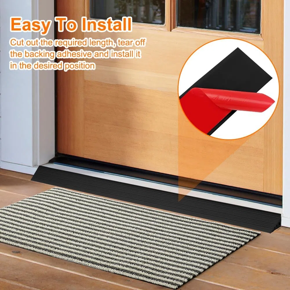 Rampa di Soglia per Porta in TPE, Altezza 3 cm, Carico Max 500 kg, Antiscivolo | per Sedie a Rotelle (Elettriche), Passeggini, Robot Aspirapolvere, Disabili | Design Resistente (Nero, 100x7x3cm)